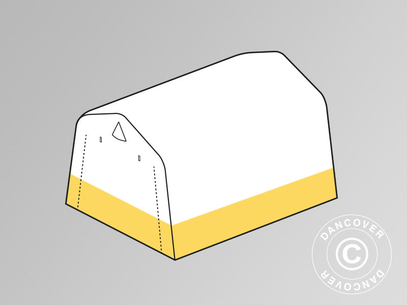 Dachplane für Lager- oder Arbeitszelt PRO, 2,4x2,4x2m, PVC, Weiß/Gelb