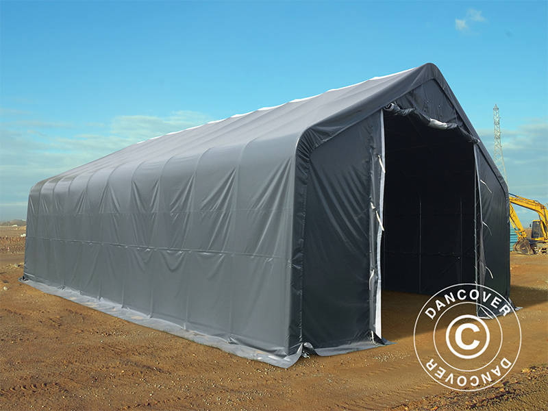 Capannone tenda PRO 8x12x5,2m PVC con pannello centrale, Grigio