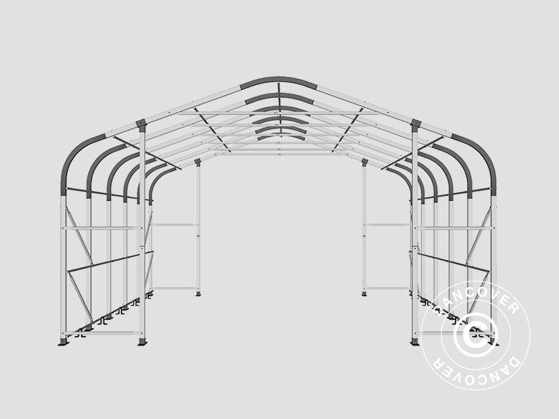 Capannone tenda PRO 8x12x5,2m PVC con pannello centrale, Grigio