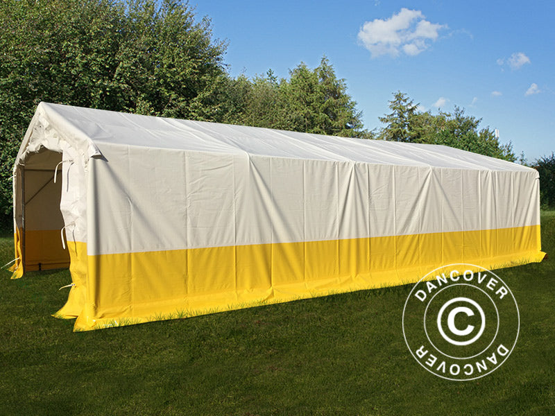 Tenda da lavoro, magazzino PRO 5x10m, PVC, Bianco/Giallo, Ritardante di fiamma