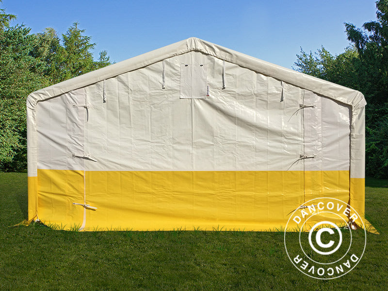 Tenda da lavoro, magazzino PRO 5x10m, PVC, Bianco/Giallo, Ritardante di fiamma