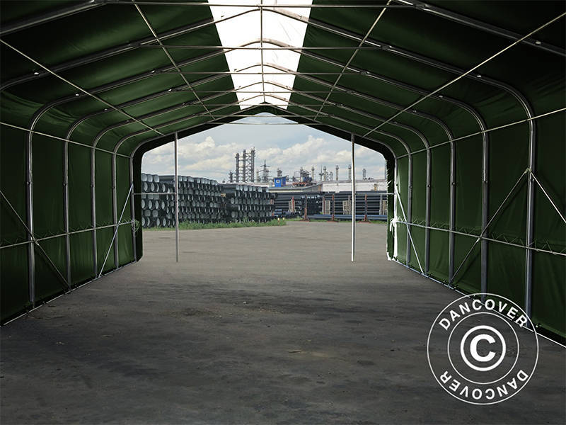 Lagerzelt PRO 6x12x3,7m PVC mit Dachfenster, Grün