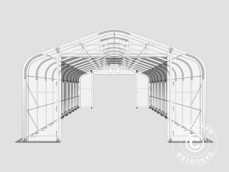 Lagerzelt PRO 6x12x3,7m PVC mit Dachfenster, Grün
