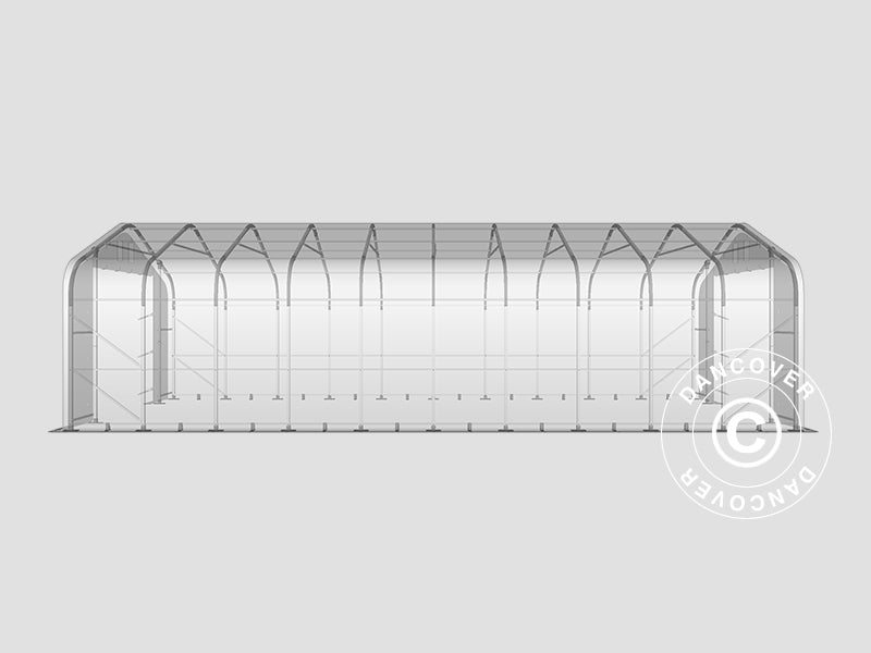 Tente de Stockage PRO 6x12x3,7m PVC avec lucarne, Gris