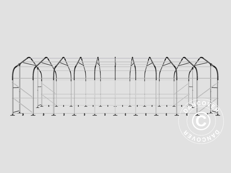 Tente de Stockage PRO 6x12x3,7m PVC avec lucarne, Gris