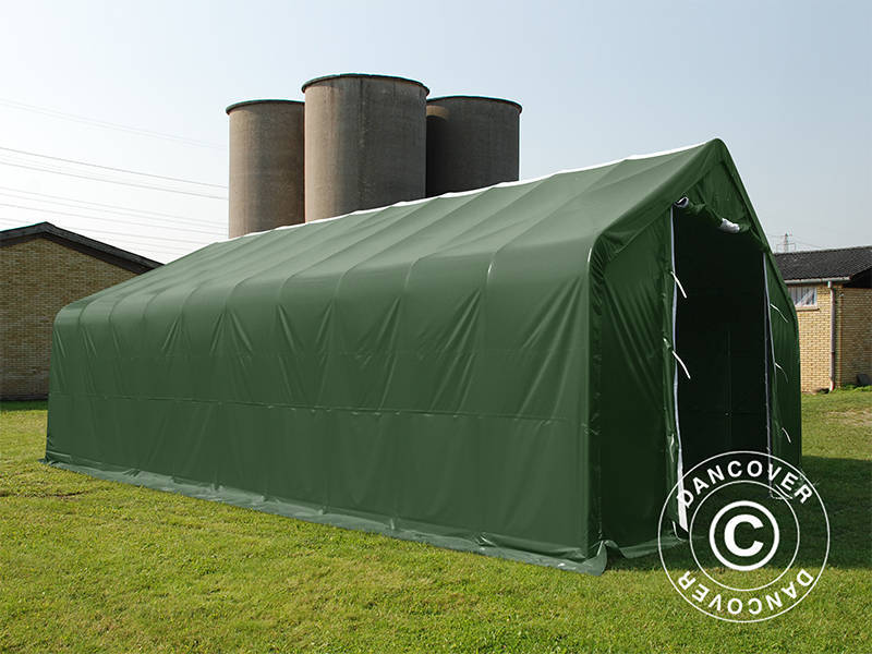 Capannone tenda PRO 8x12x5,2m PVC con pannello centrale, Verde