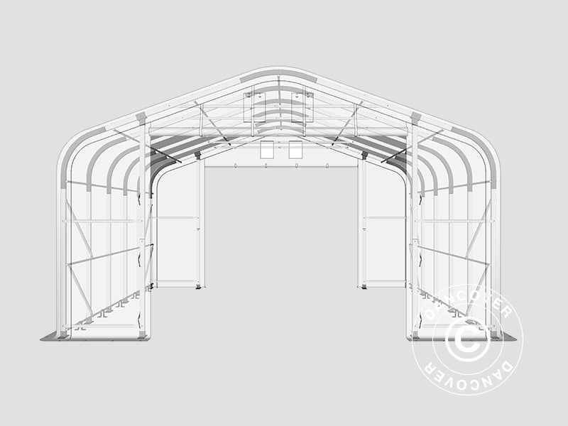 Capannone tenda PRO 8x12x5,2m PVC con pannello centrale, Verde