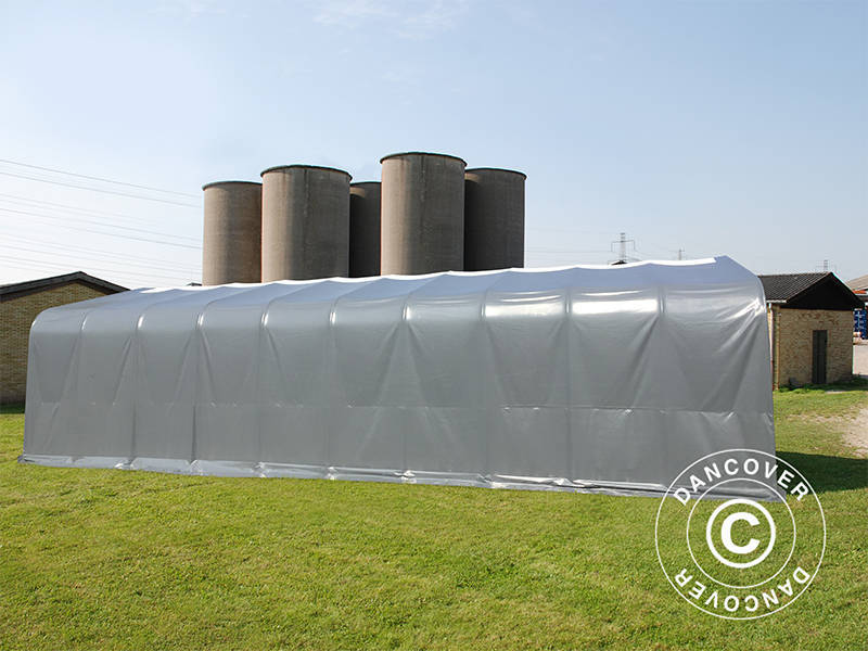 Capannone tenda PRO 7x14x3,8m PVC con pannello centrale, Grigio