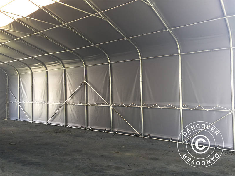 Capannone tenda PRO 7x14x3,8m PVC con pannello centrale, Grigio