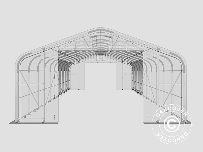 Capannone tenda PRO 7x14x3,8m PVC con pannello centrale, Grigio