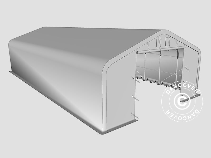 Capannone tenda PRO 7x14x3,8m PVC con pannello centrale, Grigio