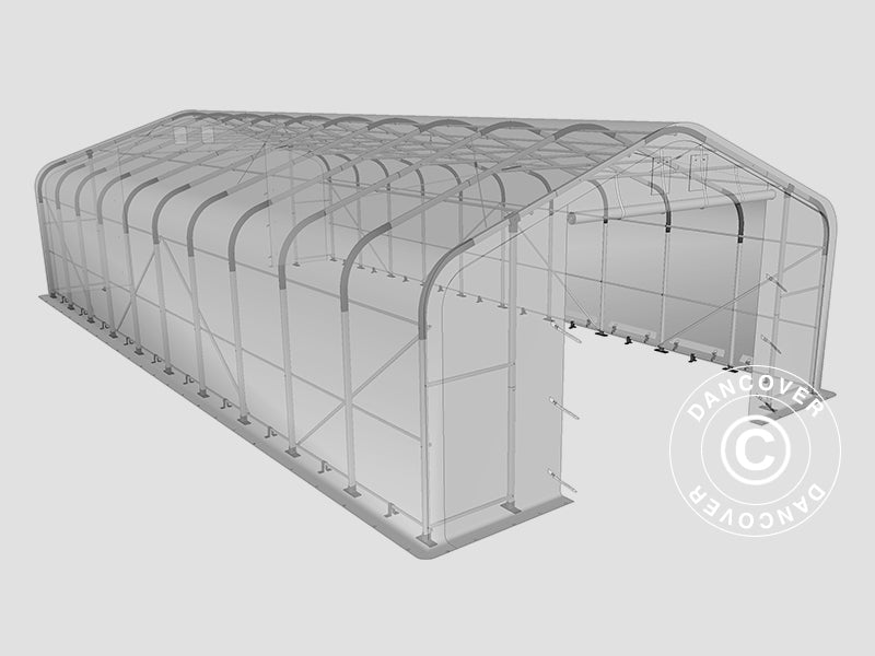 Capannone tenda PRO 7x14x3,8m PVC con pannello centrale, Grigio