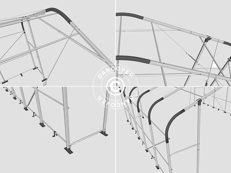 Capannone tenda PRO 7x14x3,8m PVC con pannello centrale, Grigio