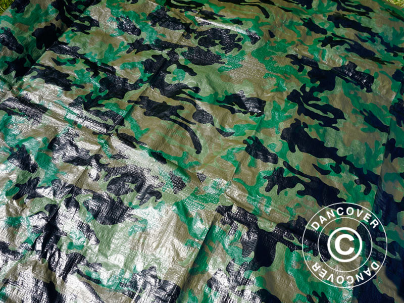 Bâche camouflage Woodland 1,9x3m, 100g/m²