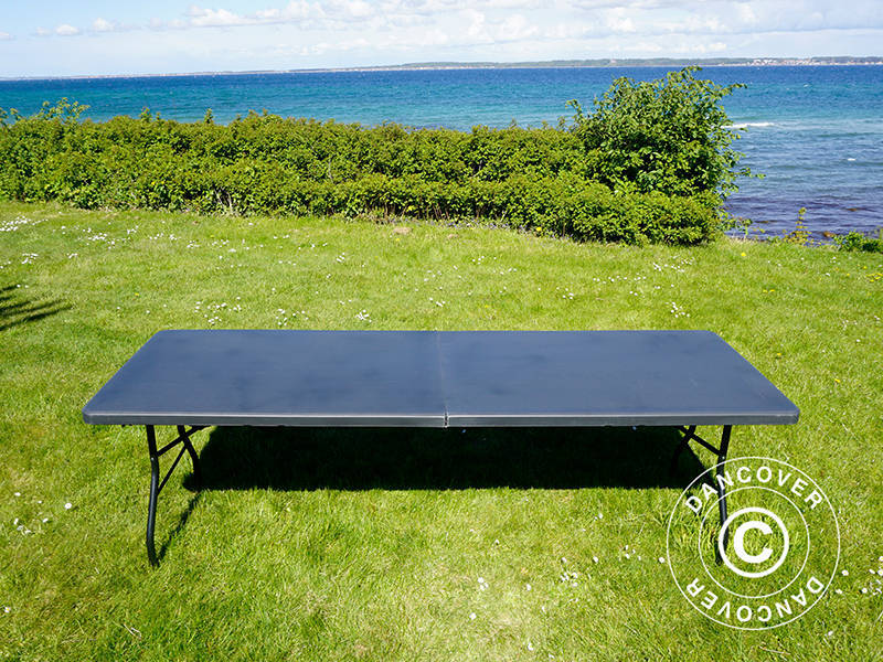 Tavolo Pieghevole 240x76x74cm, Nero (1 pz.)