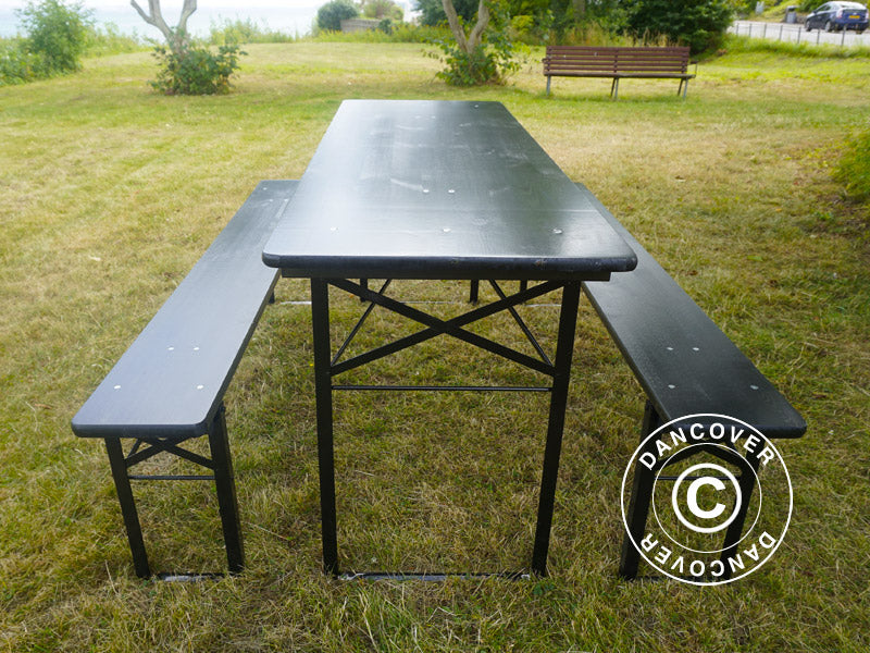 Ensemble table et chaises de brasserie PRO 200x60x78cm, Noir