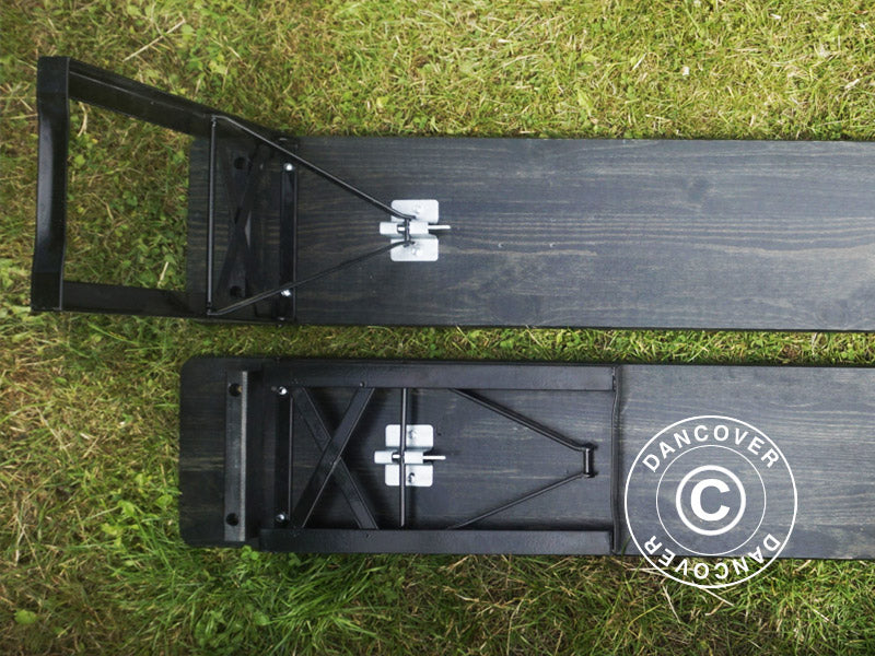 Ensemble table et chaises de brasserie PRO 200x60x78cm, Noir