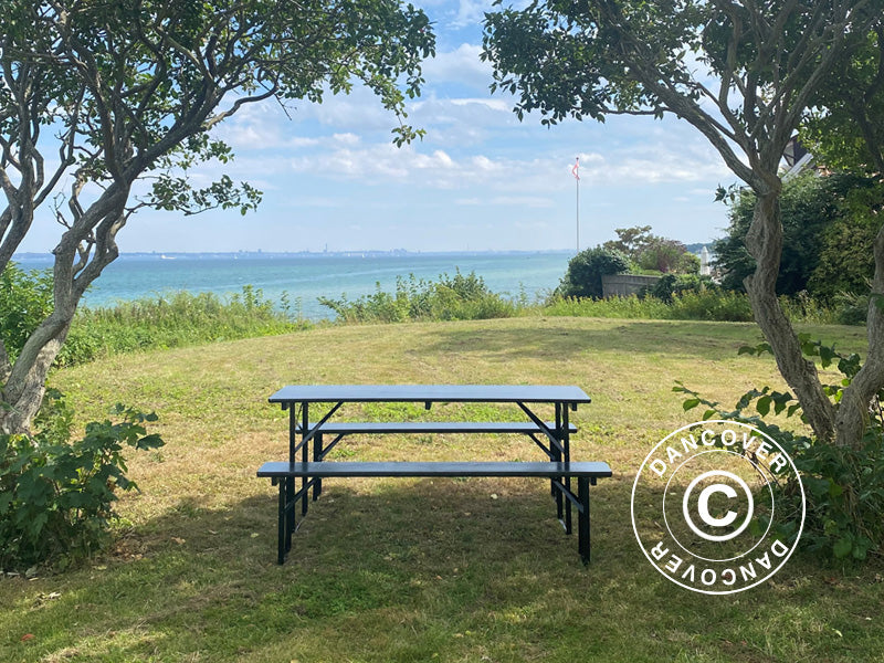 Ensemble table et chaises de brasserie PRO 220x60x78cm, Noir