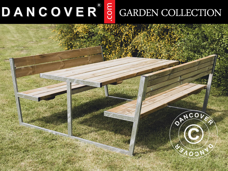 Table de pique-nique avec dossier, 2,05x1,8x0,85m, Bois