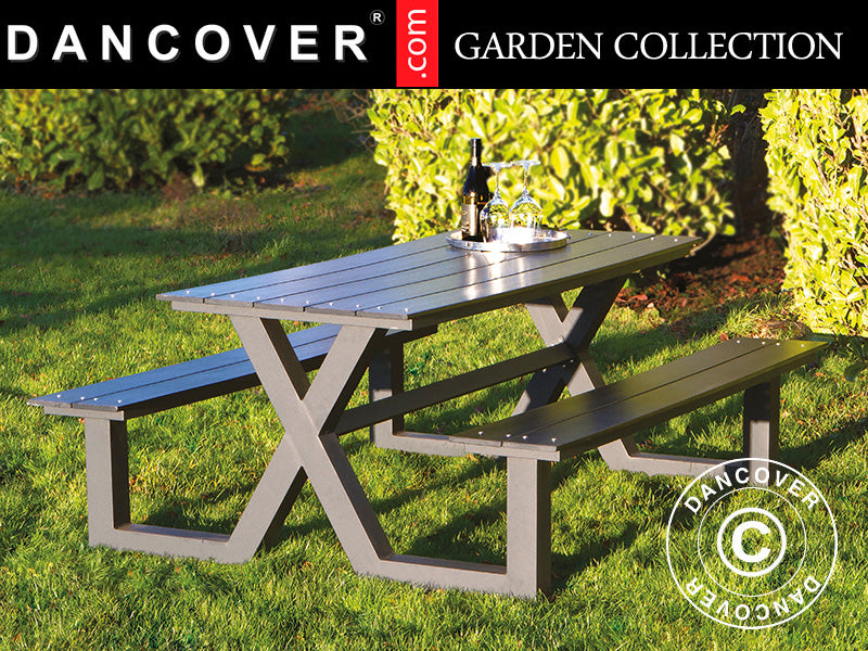Table de pique-nique, Nonwood, 1,51x1,76x0,72m, Noir/Anthracite