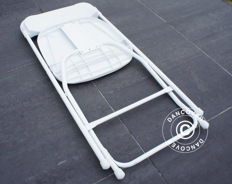 Table pliante 154 cm Ø + 8 chaises, Gris clair/Blanc