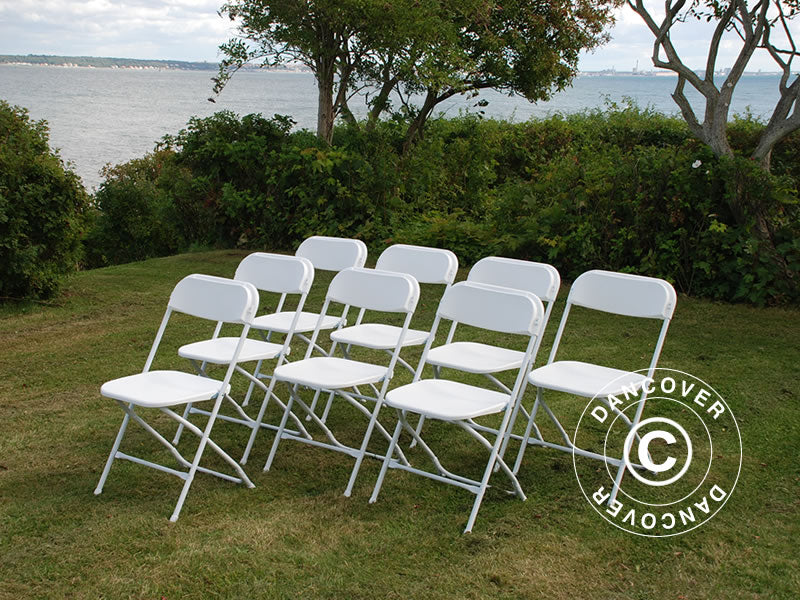 Chaise pliante 44x44x80cm, Blanc, 8 pièces