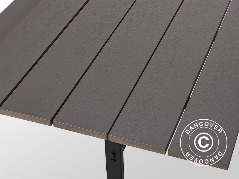 Table de pique-nique avec dossier, effet bois, 1,75x1,86m, Noir/Anthracite