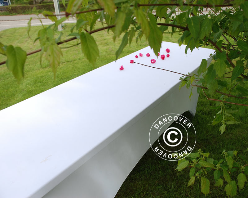 Housse de table stretch 244x75x74cm, Blanc