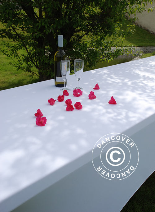 Housse de table stretch 244x75x74cm, Blanc
