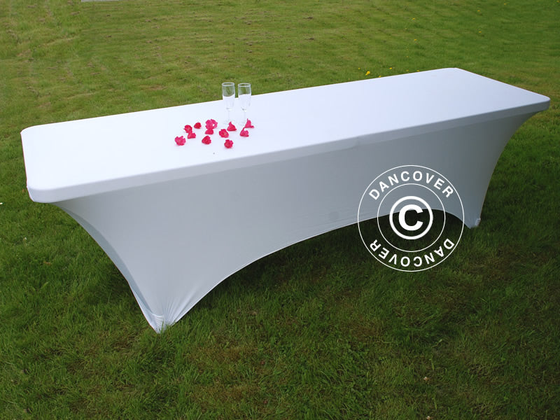 Housse de table stretch 244x75x74cm, Blanc