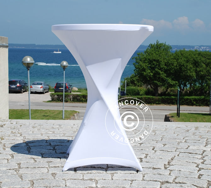 Copri-tavolo elasticizzato Ø80x110cm, Bianco