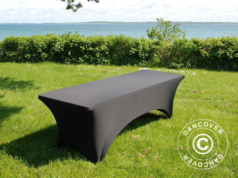 Housse de table stretch 244x75x74cm, Noir
