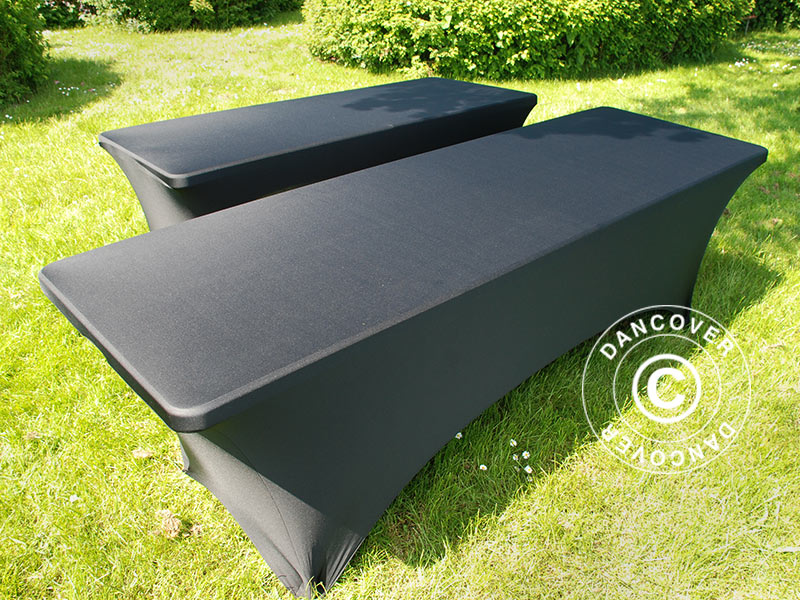 Housse de table stretch 244x75x74cm, Noir