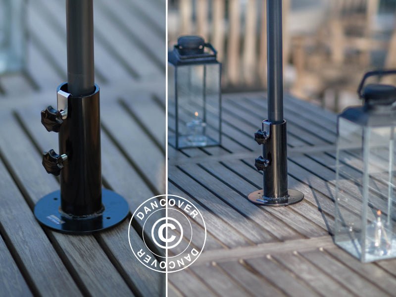 Sonnenschirmfuß für Holzterrasse, Schwarz