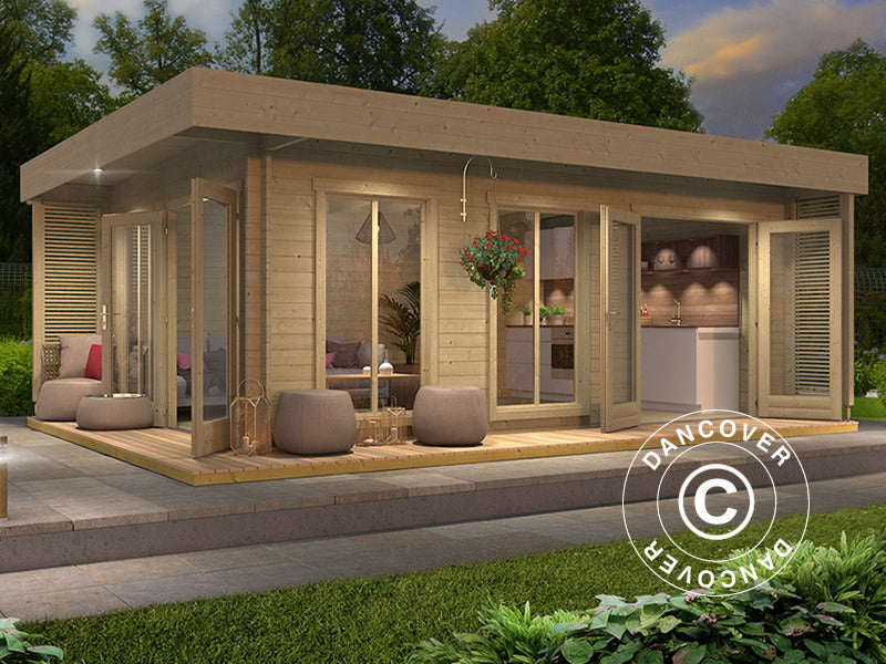 Casetta in legno Vienna, 5,7x3,8x2,45m, 40mm, Naturale