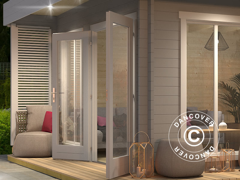 Gartenhaus Vienna, 5,7x3,8x2,45m, 40mm, Hellgrau