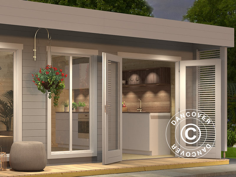 Gartenhaus Vienna, 5,7x3,8x2,45m, 40mm, Hellgrau