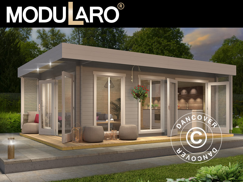 Gartenhaus Vienna, 5,7x3,8x2,45m, 40mm, Hellgrau