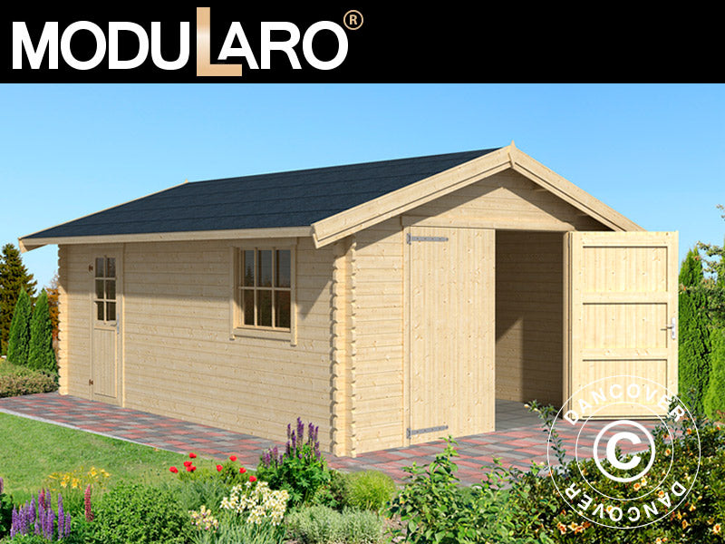 Garage in legno Rauma, 3,8x5,4x2,74m, 40mm, Naturale