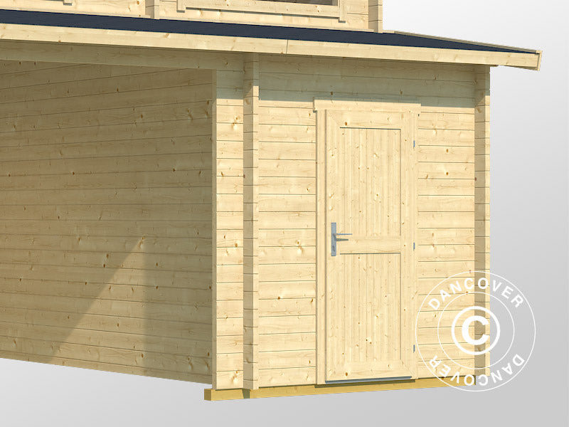 Garage doppio, tettoia per auto in legno Vaasa, 7,8x5,2x3,21m, 44mm, Naturale