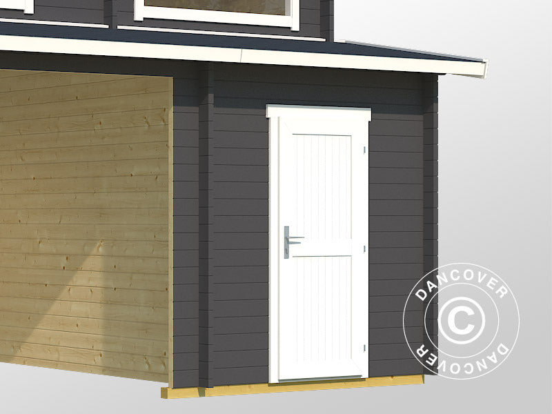 Double garage, carport en bois Vaasa, 7,8x5,2x3,21m, 44mm, Gris foncé