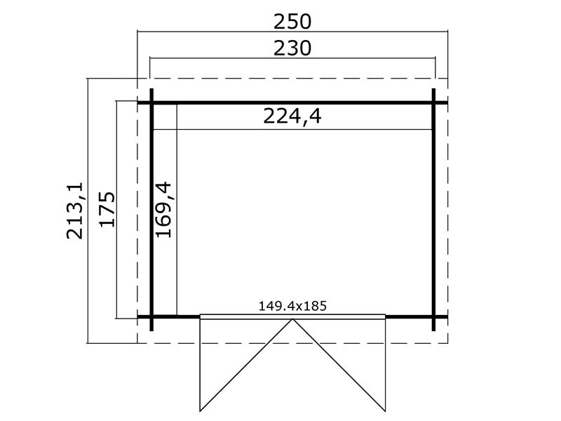 Abri en bois Hagen 2,3x1,75x2,11m, 28mm, 3,8m², Gris clair