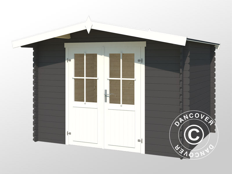 Casetta da giardino in legno Oslo 2,92x2,3x2,22m, 28mm, 6,43m², Grigio Scuro