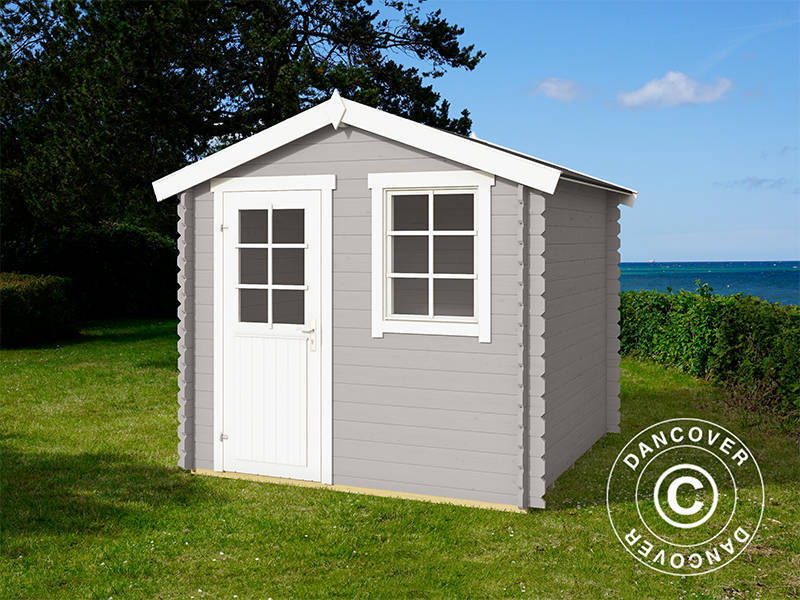 Holzschuppen Lyon 2,3x2,3x2,34m, 28mm, 5,4m², Hellgrau