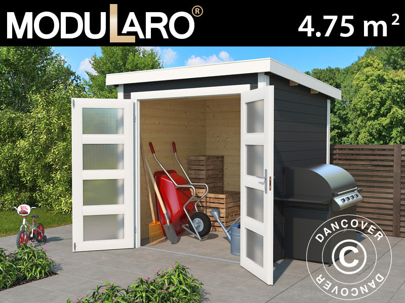 Casetta da giardino in legno Torrent 2x2,5x2,11m, 28mm, 4,75m², Grigio Scuro