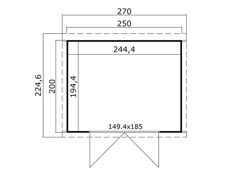 Casetta da giardino in legno Torrent 2,5x2x2,11m, 28mm, 4,75m², Naturale