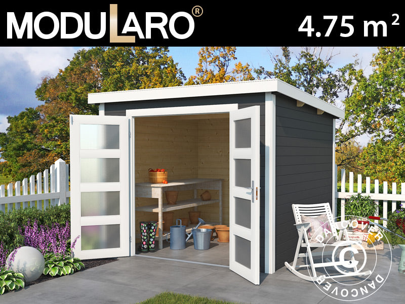 Casetta da giardino in legno Torrent 2,5x2x2,11m, 28mm, 4,75m², Grigio Scuro