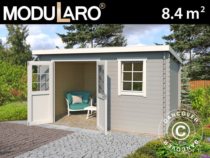 Holzschuppen Asker 3,8x2,3x2,11m, 28mm, 8,4m², Hellgrau