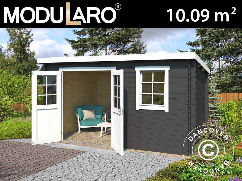 Holzschuppen Asker 3,8x2,75x2,11m, 28mm, 10,09m², Dunkelgrau