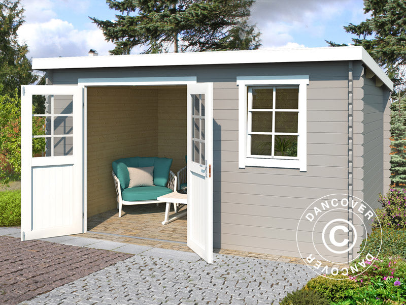 Holzschuppen Asker 3,8x2,75x2,11m, 28mm, 10,09m², Hellgrau